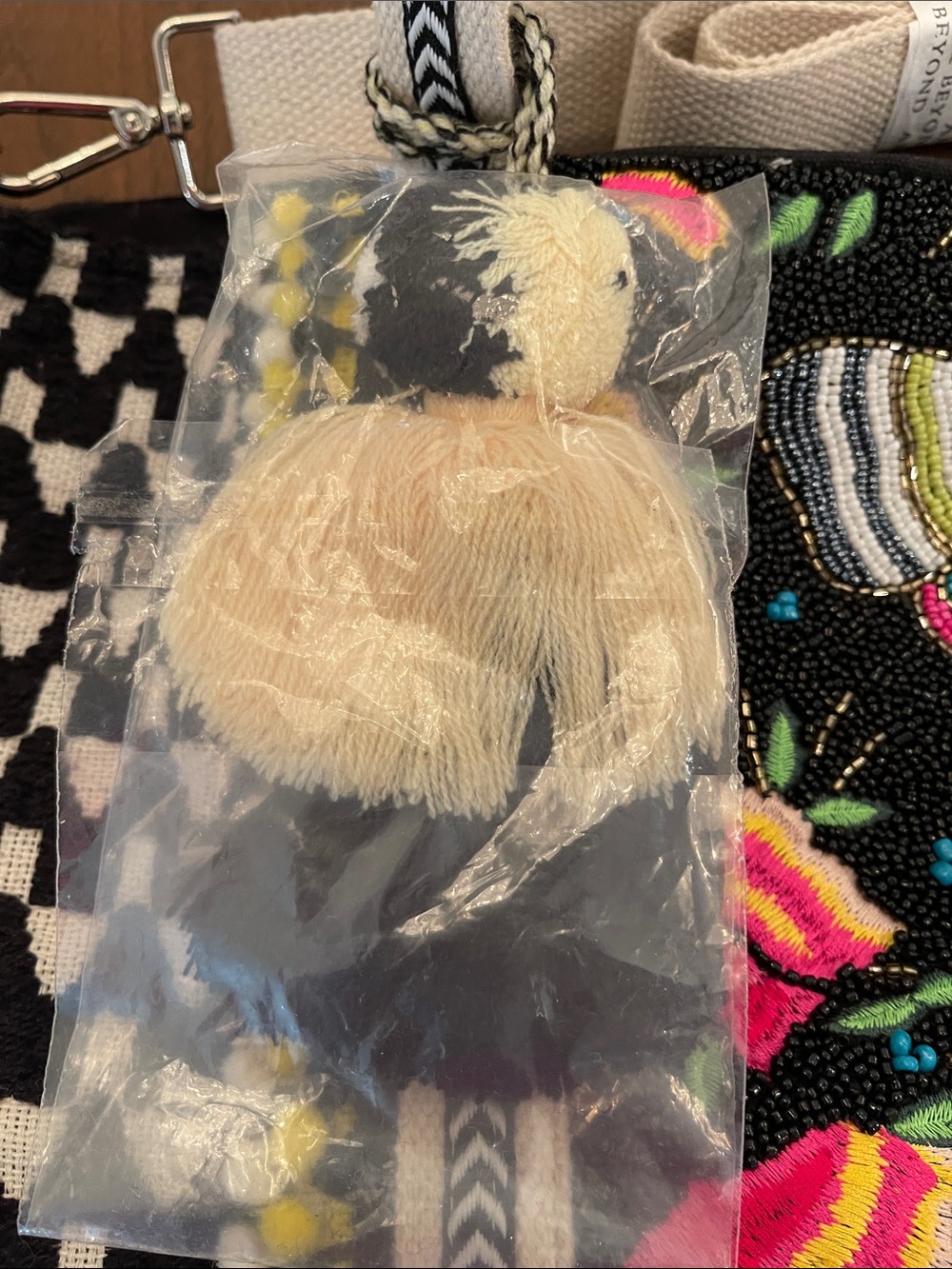 NWT America and Beyond Embroidered Black Floral Tote Bag with Accent Pom Trim - Picture 14 of 15